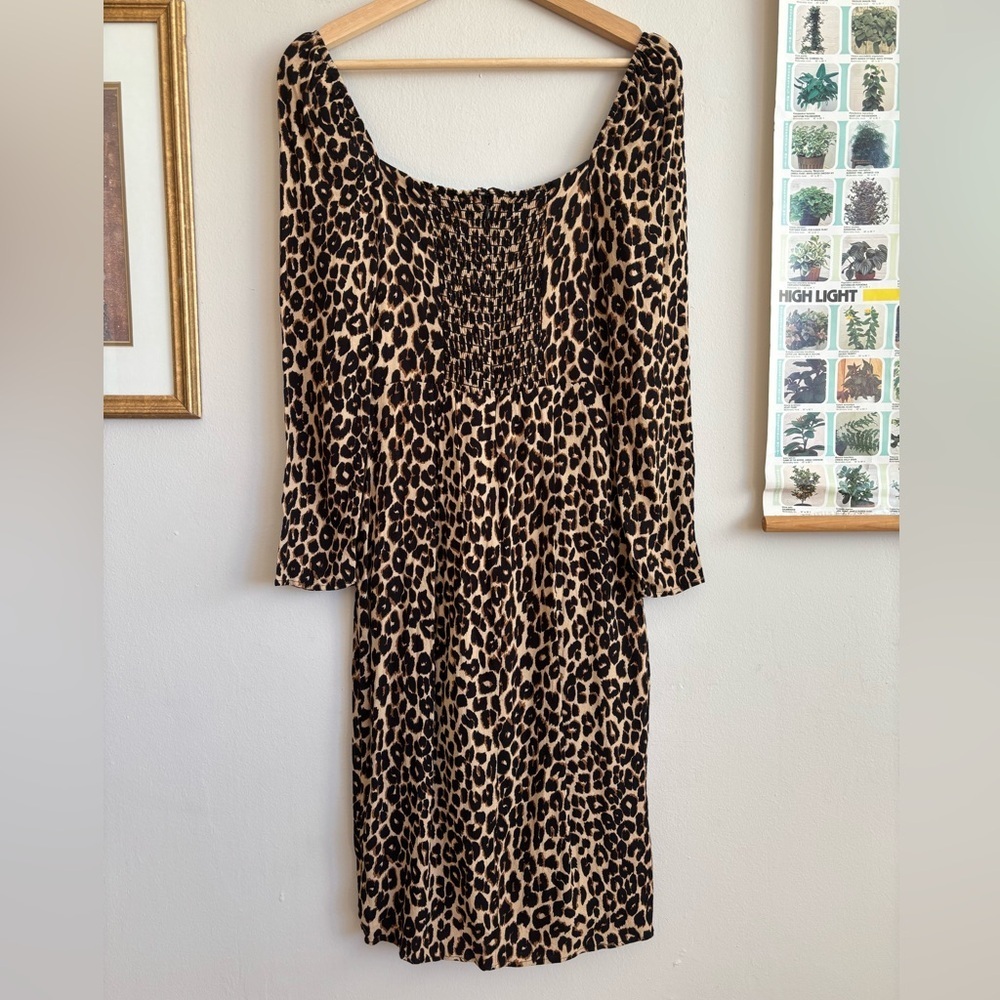 Reformation Leopard Print Midi Dress in Brown and Black - Picture 5 of 10